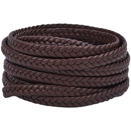 GORGECRAFT 5m x 10mm PU Braided Leather Cord Bolo Tie String 3mm Thick Faux Leather Strips Coconut Brown Flat Leatherette Braided Threads Rope for Bracelet Necklace Jewelry Making Tooling Workshop
