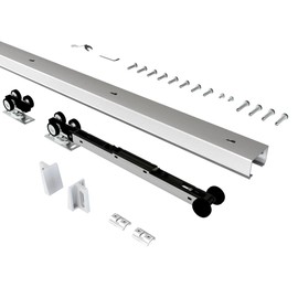 JUBEST 5FT Commercial Grade Pocket Door Hardware and Track Set with Soft Close Mechanism, Sliding Door Hardware for Door Wide 24"-30", Durable and Smoothly, Easy to Install