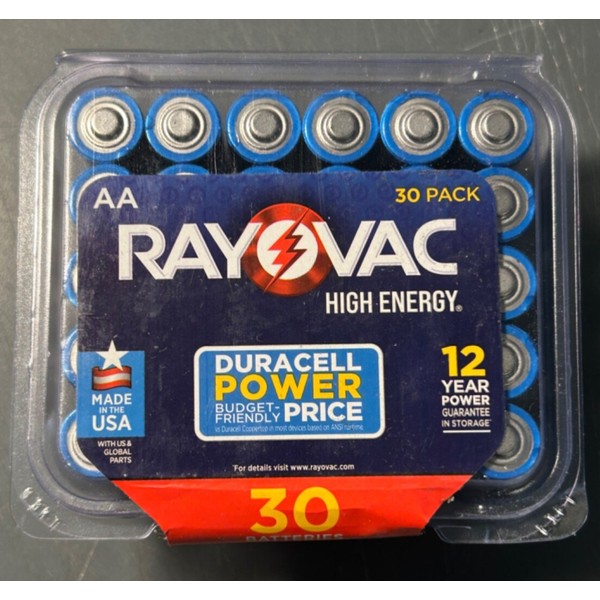RAYOVAC HIGH ENERGY AA ALKALINE BATTERIES 30 COUNT BRAND NEW
