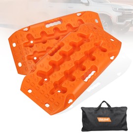 OULEME Recovery Traction Boards, Off-Road Track Traction Mats for Sand, Mud, and Snow - 4WD RV Truck Jeep SUV Traction Pads with Carry Bag (Orange)