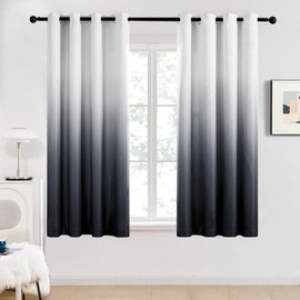 Deconovo Black Curtains for Living Room Thermal Insulated Eyelet Blackout Curtains for Boys Bedroom 52 x 63 Inch Black and White 2 Panels