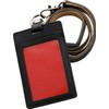 Jamale Tochigi Leather ID Card Holder with Strap, Vertical Type,