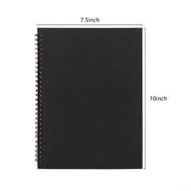 DSTELIN 10 inch x 7.5 inch, 100GSM, Blank Spiral Notebook, 1-Pack, Soft Cover, Sketch book, 100 Pages / 50 Sheets, with writing backboard, (Black)
