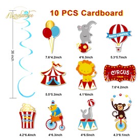 NICROLANDEE Carnival Party Decorations, Pack of 30 Circus Hanging Swirl Decorations for Carnival, Circus, Birthday Party, Circus Animal Foil Swirls, Streamers Carnival Decor