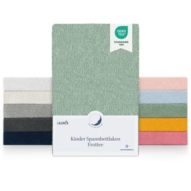 Laleni Set of 2 Terry Fitted Sheets for Cot Bed 40 x 90 cm Oeko-Tex 100 Certified Summer Green