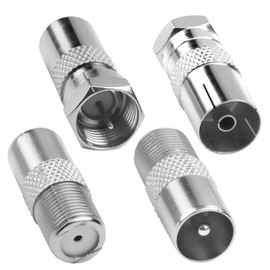 kcrnw 4PCS F Type to Coax Adapter Kit F Female 9.5 TV Female Male Aerial Connector for Satellite, Antenna, Aerial Cables, Compatible with TV, Router, Modem, Satellite Receiver(4 Types)