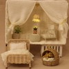 1:12 Miniature Dollhouse Bed,Fairy Tale Pastoral Style Dollhouse Bedroom Furniture,