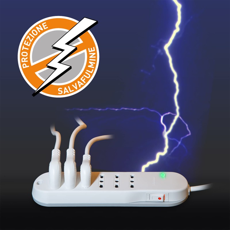 BTicino Electric Power Strip Slim with Safe Light Switch and