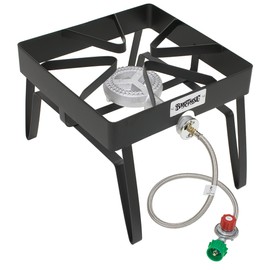 Bayou Classic Outdoor Patio Stove - Portable, 5-psi Regulator, Hose - 16 x 16 x 13 in - Stainless Steel