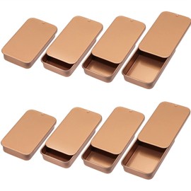 Mini Skater 2.4"x1.3"x0.43" Extra Small Metal Slide Top Tin Containers Sliding Cover Push-Pull Tin Box Portable Slide Cover Storage Box for Wedding Jewelry Lip Balm Container Cosmetic Organizer(Rose Gold) (8)