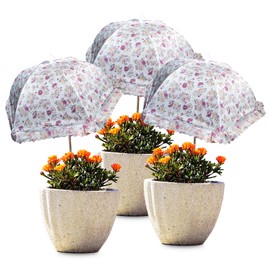 TIMSO Adjustable 3 Pack Plant Shade Umbrella for Outdoor Garden - Sun Protection Cloth & Umbrella for Plants, Potted Plants, and Garden Beds(Blue)