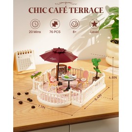 Rolife Super Creator Accessroies DIY Miniature House Kit, Dollhouse Compatible with Super Creator Kit, Christmas Birthday Gift for Kids, Model Kits for Adults to Build (Chic Café Terrace)