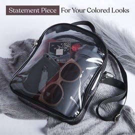 Clear untinted crossbody bag stadium approved men and women for festivals arenas and sporting events, Black