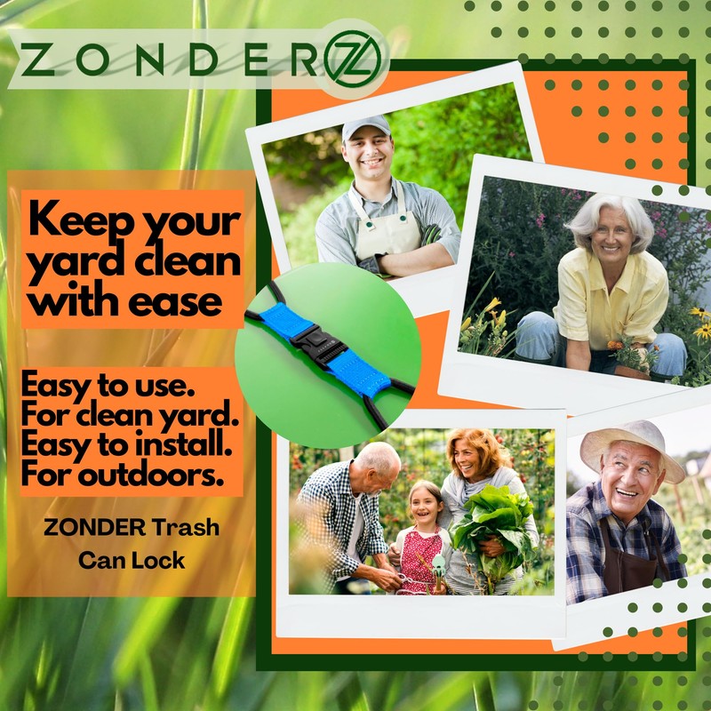 ZONDER® Trash Can Lock | Bungee Cord Outdoor Trash Can