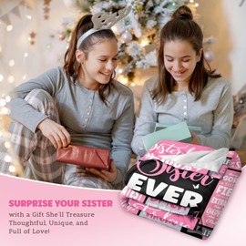 Sister Gifts Blanket -320GSM Soft Blankets, Sister Birthday Gifts Ideas for Sisters Women Girls, Comfy Lightweight Flannel Throw Blanket for Graduation Bed Sofa, 60x50 Inches