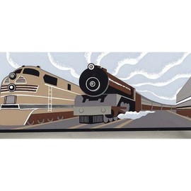 Trains Locomotive Railfan Art Deco Wallpaper Border…