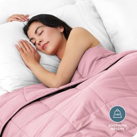 Bare Home Weighted Blanket Queen Size 20lb (60" x 80") for Adults - All-Natural 100% Cotton - Premium Heavy Blanket Nontoxic Glass Beads (Light Pink, 60"x80")