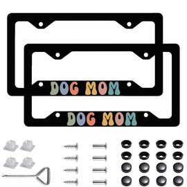 2 Pack Dog Mom License Plate Frame, Cute License Plate Frame, Stainless Steel Auto Plate Frames