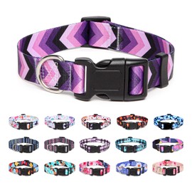 Suredoo Adjustable Nylon Dog Collar with Patterns, Soft Comfy Pet Collar for Small Medium Large Dogs (S, Arrow)