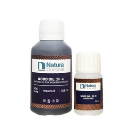 Natura Onecoat 2 Component Wood Stain Oil, 140 mL (4.73 fl oz), Walnut, Easy to Apply, Very Low Odor, Linseed Oil, Interior Furniture & Flooring, Dries Fast, VOC/Solvent Free, Durable Hardwax Oil