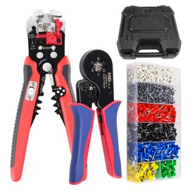HKS Ferrule Crimping Tool Kit - Hexagonal Ferrule Crimper Plier (AWG 23-7) with Muti-use Wire Stripper & 1900Pcs Wire End-Sleeves Terminals Kit in Box