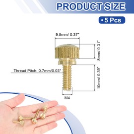 sourcing map 5Pcs Brass Knurled Thumb Screws, M4x10mm Shoulder Bolts Stepped Grip Knobs Fasteners Solid Brass Diamond Knurled Thumb Screws Knobs for Electronic, Mechanical