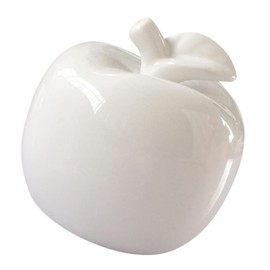 Ceramic Apple Figure Ornament Christmas Apples Statue Apples Collectible Figures Christmas Apples Sculpture New Year's Eve Party Decoration (White)