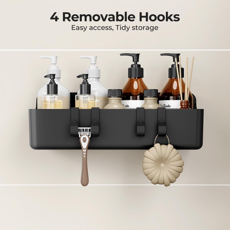 Orimade Shower Caddy 5-Pack, No-Drill Adhesive Shelves for Bathroom, Rustproof