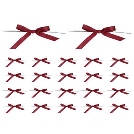 PATIKIL 3" Satin Ribbon Bow, 100 Pcs Mini Bows with Twist Ties for DIY Craft Gift Wrapping Treat Bags Wedding Birthday Party Decoration, Red
