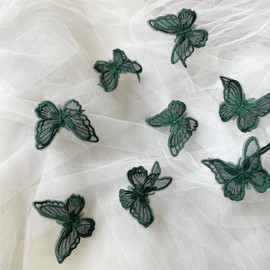 10PCS Butterfly Lace Applique Organza Embroidery Lace Appliques Sewing Patches for Craft Projects (Green)