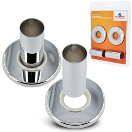 Heating Pipe Cover Set, Diameter 20 mm, Chrome, Made of Brass, 2 Cover Rosette and 2 Pipe Covers, Cover Pipes, Pipe Collar, Radiator Pipe Cover for Heating Pipes, Radiator Cover