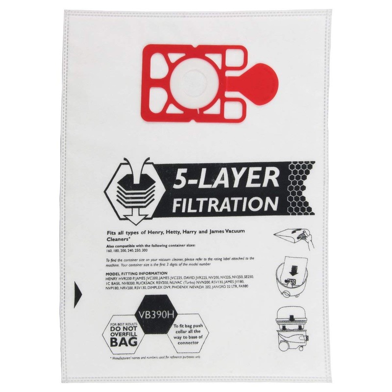 Paxanpax VB390H Non-Original Boxed SMS Bags for Numatic 200/Henry 1B/C,