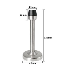 Door Stops 2 Pack, 5 Inch Long Door Stopper, Wall Mount, Brushed Nickel Doorstops with Sound Dampening Rubber Bumper Tip Wall Protector, 120mm