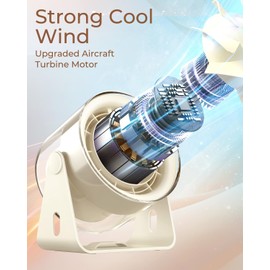 Funme Desk Fan, Strong Airflow 100 Speeds Quiet Rechargeable Battery Operated Fan Portable Personal Exquisite Fan for Office, Bedroom, Kitchen, Home, Outdoor, Small Travel Camping USB Table Fan