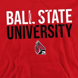LOGOVISION Ball State University Stacked Adult Pull-Over Hoodie, Red, 4X-Large