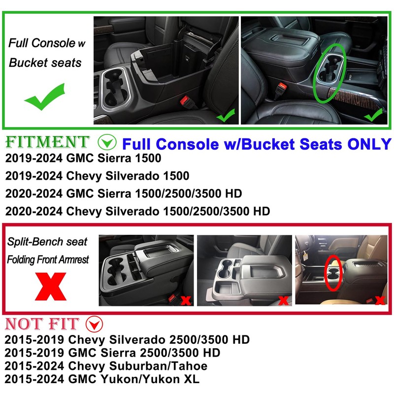 JKCOVER Center Console Organizer Tray Compatible with (2019-2025) Chevy Silverado