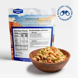 Backpacker's Pantry Drunken Noodles with Chicken | Freeze Dried Backpacking & Camping Food - Emergency Food - 27 Grams of Protein - 1 Count