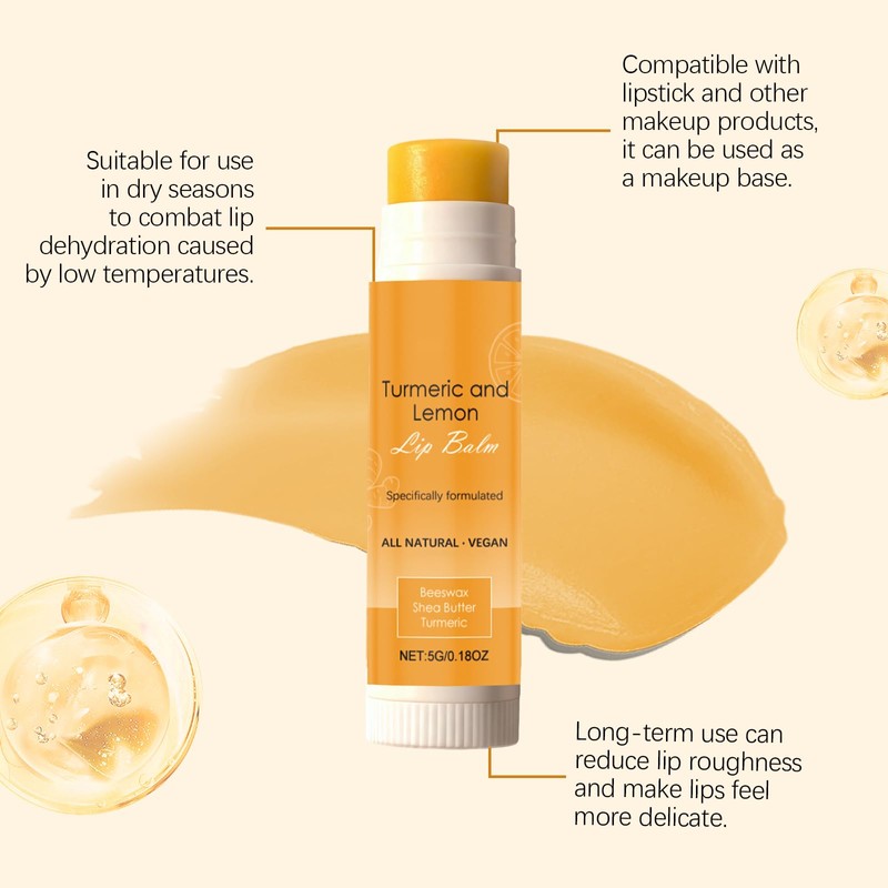Lemon Turmeric Lip Balm - Lip Lightening for Dark Lips,