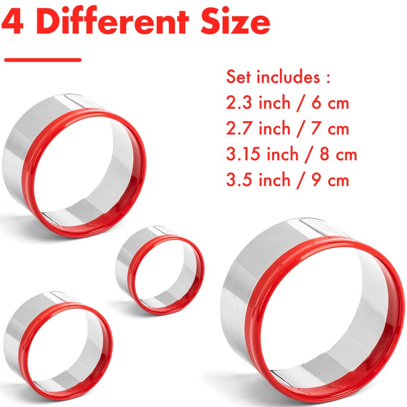 4 Pcs Round Cookie Cutters - Circle Biscuit Cutter Set,