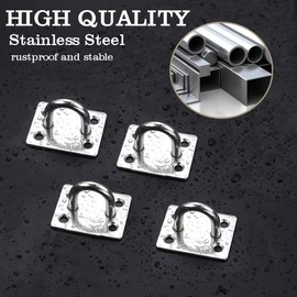 Mooche Pack of 4 304 Stainless Steel Ceiling Hooks, 4.5 cm Heavy Duty U Shape Clamp Ring Eye Plates Mast Plate Cover Plate Suspension with Curved