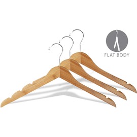 The Great American Hanger Company Bamboo Top Hanger, Lacquer Finish with Chrome Hardware, Box of 12