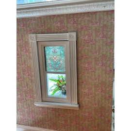 Unbranded Flower scroll Dollhouse Miniature Victorian Style Stained Glass Window film