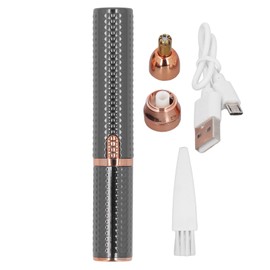 3 in 1 Women Electric Eyebrow Trimmer Incisive Cutter USB Rechargeable Facial Hair Remover with 2 Replace Heads Black