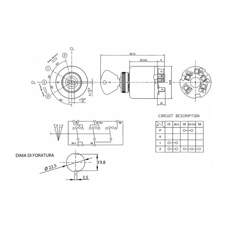 Starter panel 4 positions with preheating for Ama tractors