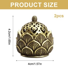 SRTSTR Pack of 2 Incense Cones Holder Incense Cones Lotus Incense Burner with Lid Incense Holder Incense Burner Metal Incense Holder for Home Office Tea House Decoration (Bronze, 4 cm)