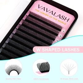 VAVALASH 7D W Shape Eyelash Extension 7D Premade Fans 0.07 C Curl Volume Lash Extensions Easy Fanning False Lashes Matte Black Volume Premade Cluster W Lashes(W Shaped-7D-0.07-C-8-15mm）
