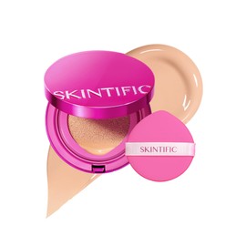 SKINTIFIC Pink Grow Cushion Foundation #03 Petal | Medium Coverage, Natural Radiant, Dry Skin, Moisturizing, Lightweight, Long-Lasting, Anti-Dulling
