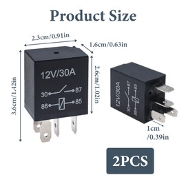 2-Pack 4 Pin 12V Relay 30A, Automotive Truck Car Relays, Heavy Duty Standard Relay Kit Compatible with Mondeo, JD1912, Ideal for Car, Motorcycle, Truck, Reliable for Power Switching