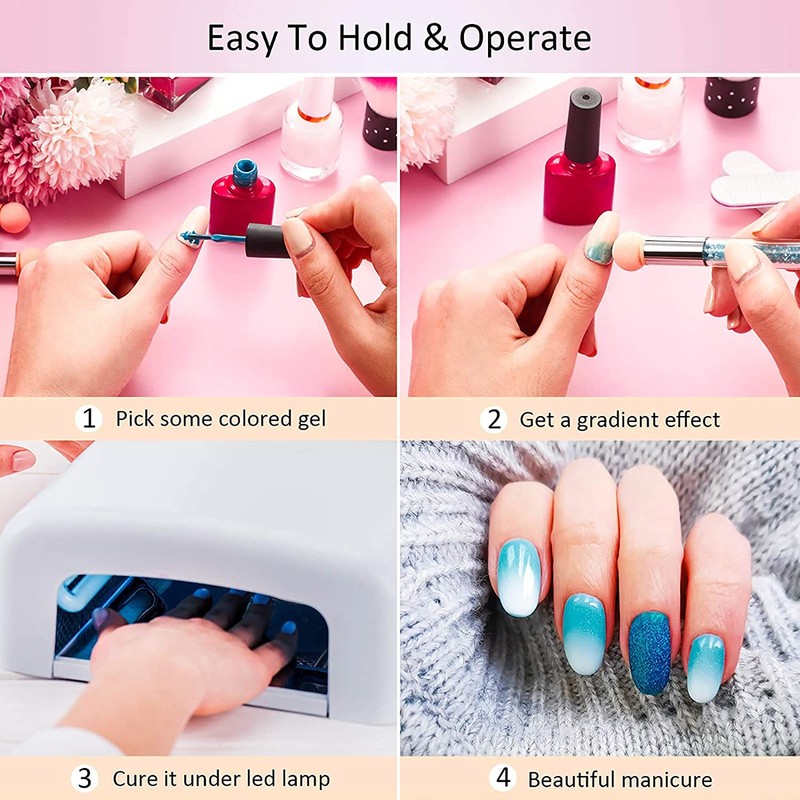 SILPECWEE 3Pcs Ombre Nail Brush, Acrylic Nail Art Brushes, Nail
