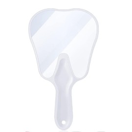 LA MIERE Tooth Shaped Mirror - Handheld Dental Mirror with Handle, Lightweight and Smooth, White